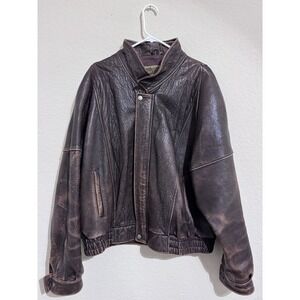 VTG Casablanca Mens Genuine Leather Bomber Jacket XL